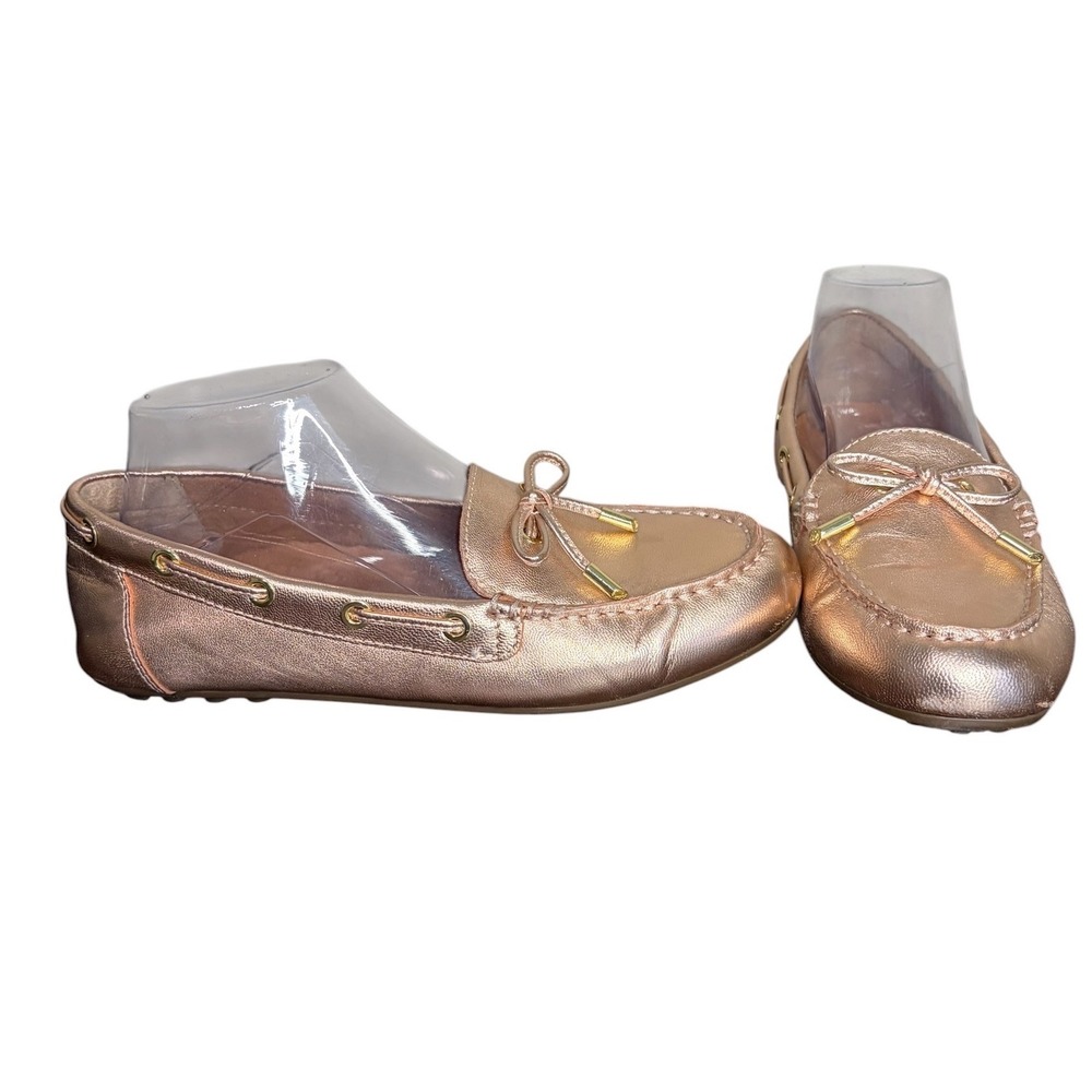 Vionic Rose‎ Gold Virginia Metallic Driver Loafer Bow Orthotic Women's Size 7.5